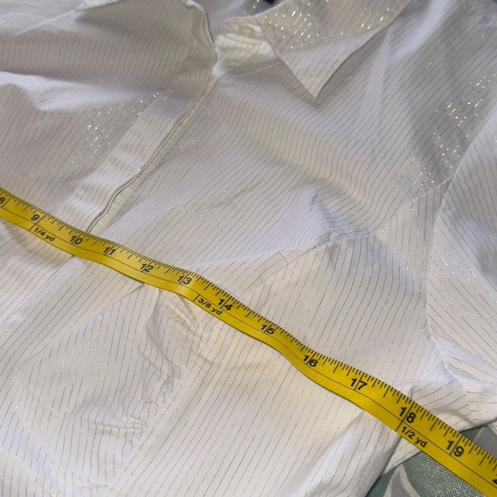 Lane Bryant White & Silver Metallic Stripe Button Up shirt, Women’s 14/16​​ - Picture 9 of 10